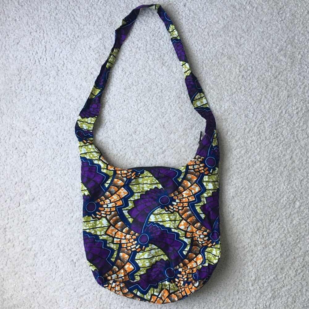 All Across Africa Purple Zippered Crossbody Bag